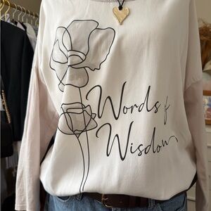 Words of Wisdom Floral Graphic Long-Sleeve Top - Cream/Pink